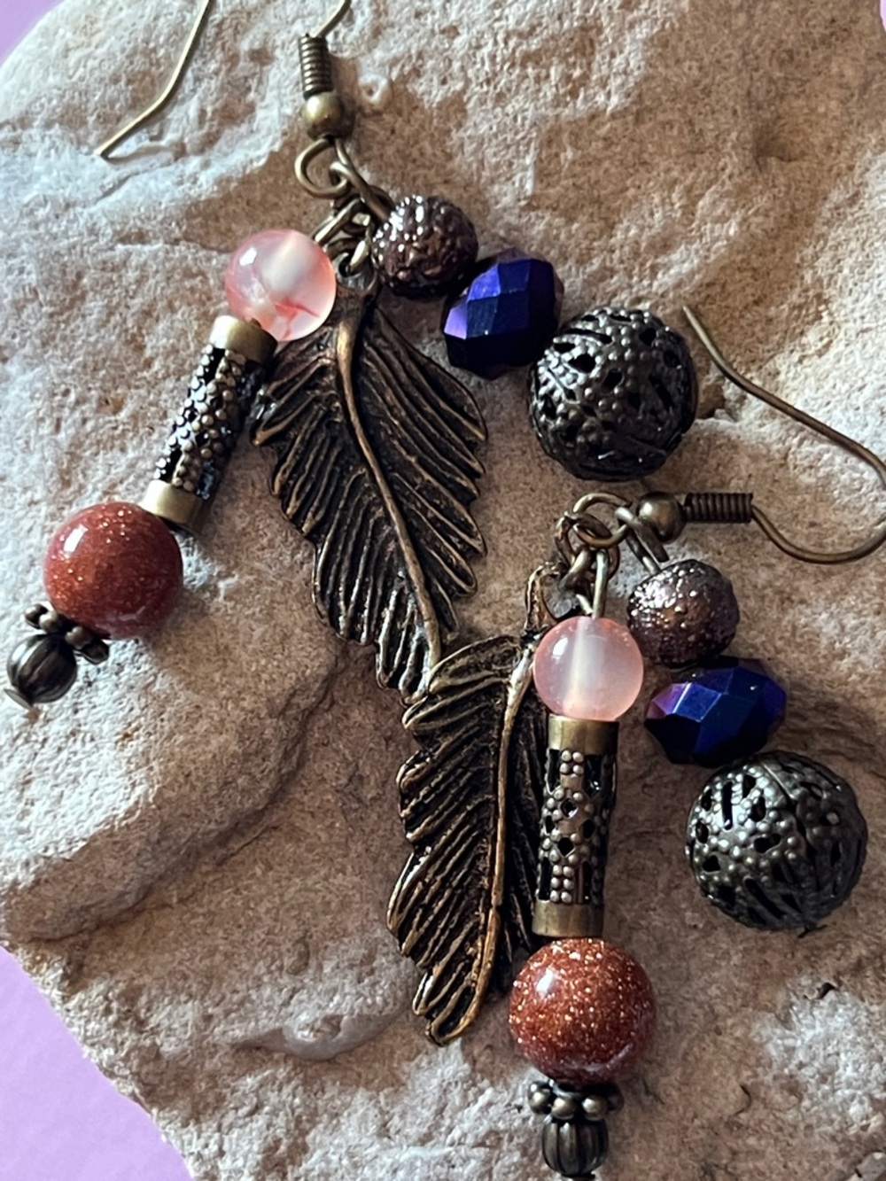 Autumn Brass & Semi Precious Earrings.